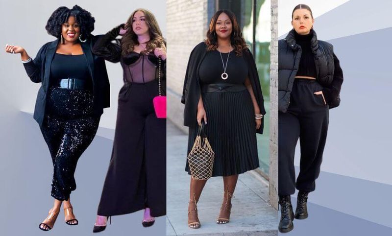 mulheres plus size com look all black